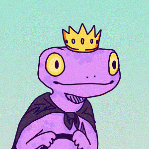 An icon featuring an cartoon illustration of a purple salamander